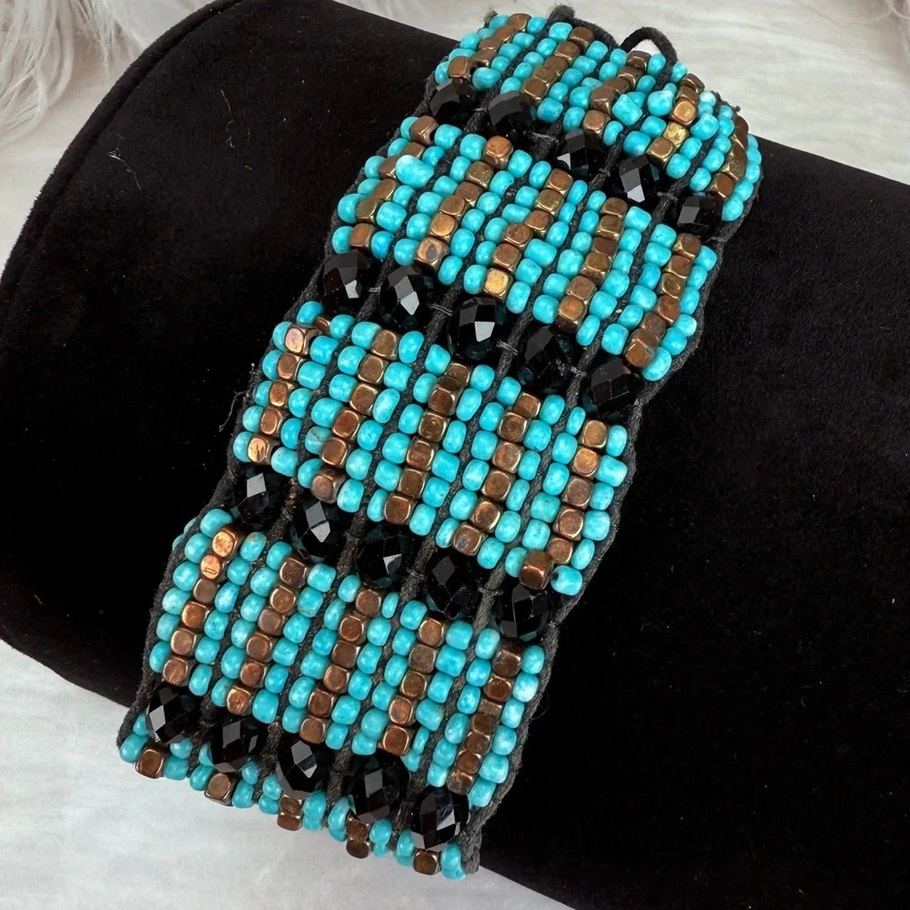 Beautiful, bohemian chic, wideband, adjustable costume bracelet
